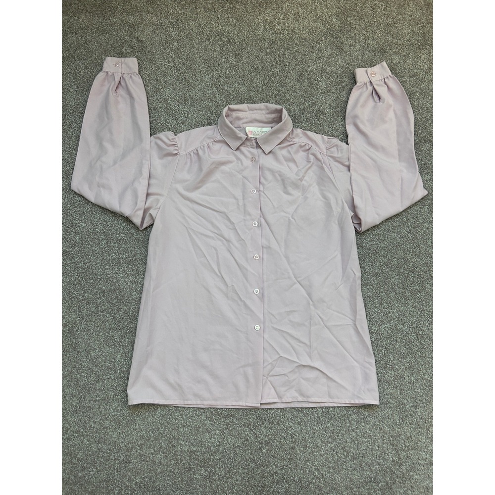 Lady Arrow Blouse Womens 8 Pink Excellent Vintage Puff Sleeve Button Up Top